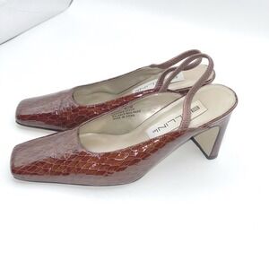 Bellini Monzo Bombay Womens 6.5M Brown Crocodile Embossed Leather Slingback Chic